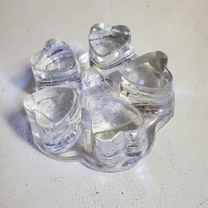 Clear Glass Hearts Trivet Pot Holder Candle Holder Glass Hearts Shape